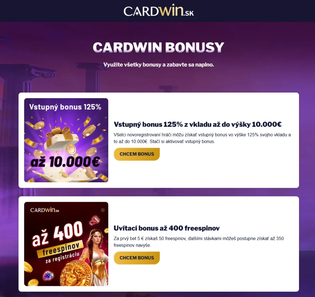 cardwin bonusy