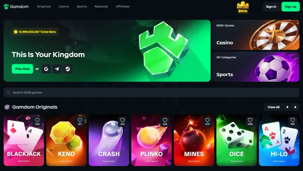 gamdom casino homepage
